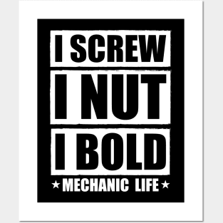 I Screw i nut i Bold Diesel Mechanic Quote  Mechanic Posters and Art